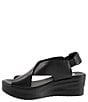 Color:Black - Image 4 - Naomi Leather Platform Wedge Sandals
