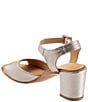 Color:Dark Silver - Image 3 - Natalia Metallic Leather Ankle Strap Sandals
