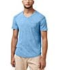 Color:Azure - Image 1 - Kamiz V-Neck Short Sleeve Pocket T-Shirt