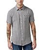 Color:Charcoal - Image 1 - Saint Short Sleeve Gingham-Checked Canvas Shirt