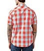 Color:Redwood - Image 2 - Saturo Short Sleeve Plaid Print Button Down Shirt