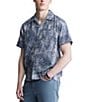 Color:Mirage - Image 4 - Suresh Palm Leaf Printed Short Sleeve Button Front Camp Shirt