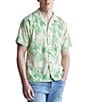 Color:Whitecap Grey - Image 1 - Suresh Palm Leaf Printed Short Sleeve Button Front Camp Shirt