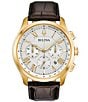 Color:Gold - Image 1 - Classic Collection Men's Wilton Chronograph Brown Leather Strap Watch