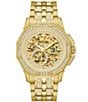 Color:Gold - Image 1 - Crystal Collection Men's Automatic Gold Tone Stainless Steel Bracelet Watch