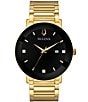 Color:Gold - Image 1 - Men's Black Dial Diamond Gold Stainless Steel Bracelet Watch