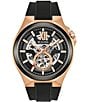 Color:Rose Gold - Image 1 - Men's Classic Automatic Black Dial Silicone Strap Watch