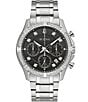 Color:Silver - Image 1 - Men's Classic Diamond Chronograph Stainless Steel Bracelet Watch