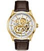 Color:Gold - Image 1 - Men's Sutton Automatic Brown Leather Strap Watch