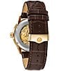 Color:Gold - Image 3 - Men's Sutton Automatic Brown Leather Strap Watch