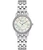 Color:Silver - Image 1 - Women's Crystal Box Set Mother-of-Pearl Analog Watch