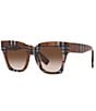 Color:Brown Check - Image 1 - Women's BE4364 Kitty 49mm Square Sunglasses