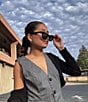 Burberry Women's BE4435 53mm Detailed Cat Eye Sunglasses, Color:Black Check - Image 6