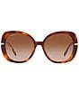 Color:Lite Havana - Image 2 - Women's Eugenie 55mm Tortoise Square Sunglasses