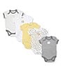 Color:Grey/Yellow/White - Image 1 - Baby 3-12 Months Short-Sleeve Solid/Printed 5-Pack Bodysuits