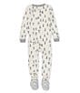 Color:Eggshell - Image 2 - Baby Newborn-24 Months Long-Sleeve Trees Footed Sleeper