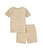 Color:Fossil - Image 2 - Baby Boys Newborn-24 Months Ribbed Knit Henley Short Sleeve Top & Pull-On Shorts Set