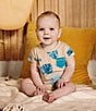 Color:Fossil - Image 3 - Baby Boys Newborn-24 Months Short Sleeve Bold Palms Shortall