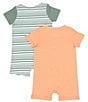 Color:Sage Green/Orange Multi - Image 2 - Baby Boys Newborn-24 Months Stripe & Solid 2-Pack Shortall