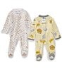 Color:Lemonade - Image 2 - Baby Boys Newborn-9 Months Banana Muffin & Wavy Check Sleep & Play Sleeper 2-Pack