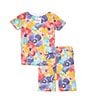 Color:Cloud - Image 2 - Baby Girls 12-24 Months Short-Sleeve Hibiscus-Printed Pajama T-Shirt & Matching Shorts Set