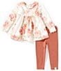Burt's Bees Baby Girls Flutter-Sleeve Rose-Printed Tunic Top & Solid Leggings Set - Image 1
