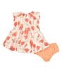 Color:Peach Puff - Image 3 - Baby Girls Newborn-24 Months California Poppies Bubble Dress & Diaper Cover Ser