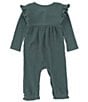 Color:Zucchini - Image 2 - Baby Girls Newborn-24 Months Long-Sleeve Ruffle Thermal Jumpsuit
