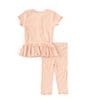 Color:Pink Sand - Image 2 - Baby Girls Newborn-24 Months Ribbed Short Sleeve Tunic & Legging Set