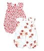 Color:Sweet Coraline - Image 1 - Baby Girls Newborn-24 Months Santa Monica 2-Pack Romper