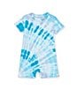 Color:Tropical Blue - Image 1 - Baby Girls Newborn-24 Months Short-Sleeve Tie-Dye Romper