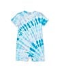 Color:Tropical Blue - Image 2 - Baby Girls Newborn-24 Months Short-Sleeve Tie-Dye Romper