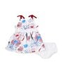 Color:Cloud - Image 2 - Baby Girls Newborn-24 Months Sleeveless Americana Fireworks Printed Dress