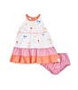 Color:Mandarin/White - Image 1 - Baby Girls Newborn-24 Months Sleeveless Beach Shack Fit & Flare Dress