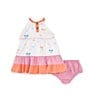 Color:Mandarin/White - Image 2 - Baby Girls Newborn-24 Months Sleeveless Beach Shack Fit & Flare Dress