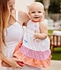 Color:Mandarin/White - Image 3 - Baby Girls Newborn-24 Months Sleeveless Beach Shack Fit & Flare Dress