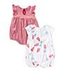 Burt's Bees Baby Girls Stripe Bubble Romper & Watercolor Popsicles Print Romper 2-Pack, Color:Cloud - Image 2