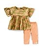 Burt's Bees Baby Girls Newborn-24 Months Vibrant Gardens Top & Leggings Set, Color:Iguana - Image 1