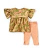 Burt's Bees Baby Girls Newborn-24 Months Vibrant Gardens Top & Leggings Set, Color:Iguana - Image 2