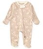 Burt's Bees Baby Girls Long Sleeve Floral Footed Coverall, Color:Hummus - Image 1