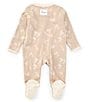 Burt's Bees Baby Girls Long Sleeve Floral Footed Coverall, Color:Hummus - Image 2