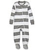 Color:Heather Grey - Image 1 - Baby Newborn-24 Months Long-Sleeve Stripe Sleep & Play Snug-Fit Footed Pajamas