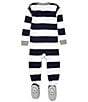Color:Midnight - Image 2 - Baby Newborn-24 Months Long-Sleeve Stripe Sleep & Play Snug-Fit Footed Pajamas