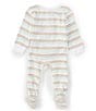Color:Soft Mocha - Image 2 - Baby Newborn-9 Months Costal Stripe Jumpsuit & Knot Top Hat Set