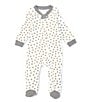 Color:White/Heather Grey - Image 1 - Baby Newborn-9 Months Long-Sleeve Honey Bee Sleep & Play Footed Coverall