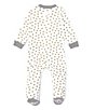 Color:White/Heather Grey - Image 2 - Baby Newborn-9 Months Long-Sleeve Honey Bee Sleep & Play Footed Coverall