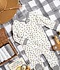 Color:White/Heather Grey - Image 3 - Baby Newborn-9 Months Long-Sleeve Honey Bee Sleep & Play Footed Coverall