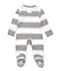 Color:Heather Grey - Image 2 - Baby Newborn-9 Months Long-Sleeve Stripe Sleep & Play Footed Pajamas