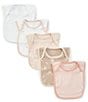Burt's Bees Baby Girls Whimsical Printed Lap-Shoulder Bibs 5-Pack - Image 1