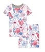 Color:Cloud - Image 1 - Little Boys 2T-5T Short Sleeve 4th of July T-Shirt & Shorts Pajama Set